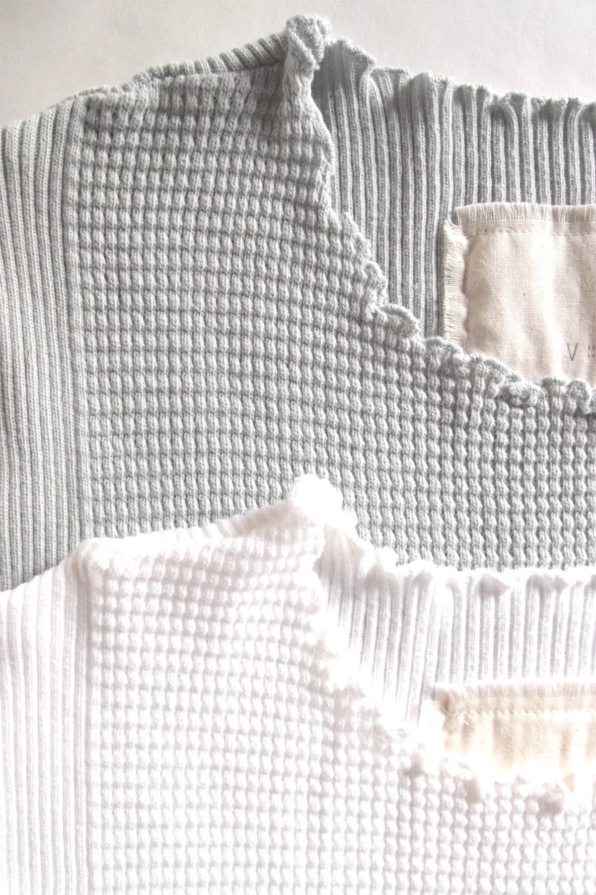 V::ROOM Waffle Rib Combo Tube, Long Sleeve Crew Neck Top
